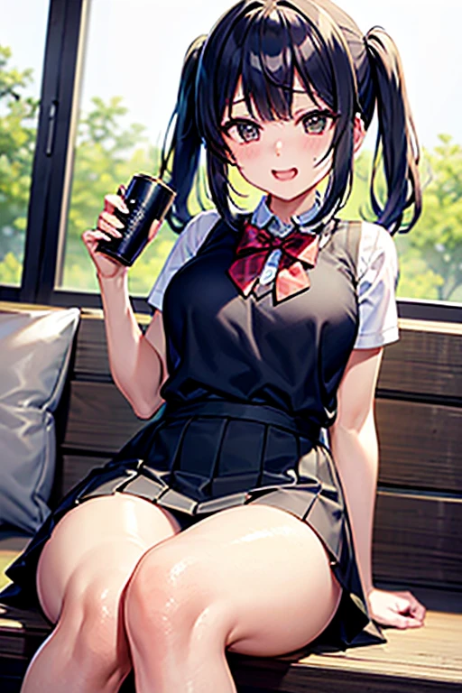 ((Highest quality)), (detailed), Perfect Face、((Highest quality)), (detailed), Perfect Face、Work as a manager at a popular cafe, 3、In a café in the daytime, ((Stand and show)), Spread your legs, ブラウス, ID card hanging from neck, Take off your black panties、 Holding the panties you took off in your hands、Angle from the front、((She has panties、Showing it to me。:1.5))、((Erect nipples: 1.1)), (( Small breasts :1.5 )), ((Small round areola :1.3, ライトピンク:1.3 )), (((スカートめくり, ズボンがない, Genitals are visible))), ((masterpiece)), ((masterpiece))