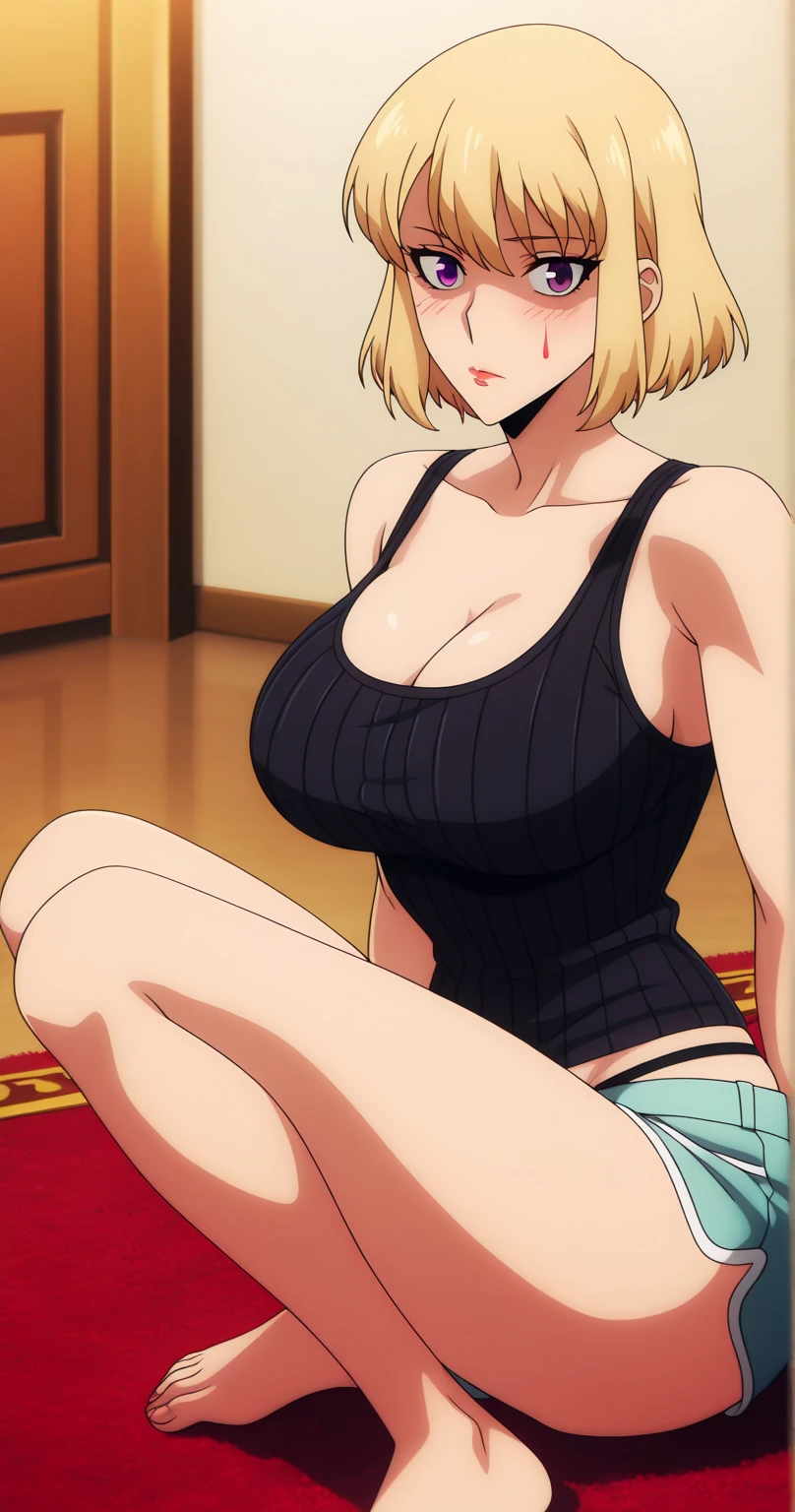 A mature woman,A tall and beautiful mature woman,Erotic lingerie,high-heels,a matural female,Married Woman,Reveal thongs,Vaginal dents are visible in the thongs,Very wide open mouth,Shout loudly,A black face,Lying in bed,Vaginal penetration of male genitalia is visible in thongs,Erotic lingerie that can show breasts,Erotic lingerie,black lence stockings