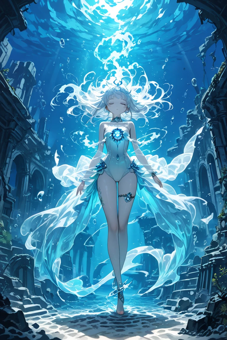 
beautiful (transparent liquid being made of clear flowing glacial water:1.2) with hair (made of billowing clouds with lightning sparks:1.14), (magical fantasy water elemental with caustics in a see-through:1.24) feminine form, glowing bioluminescent skin, (wearing flaming fiery sheer translucent:1.2) fabric with (hanging olivine crystal jewelry gemstones, dynamic pose, hovering:1.14) in a fantastical underground (mossy cave dimension with lush shrubs vegetation), floating rock formations in zero gravity, ral-fntsyrlms, prismatic spectrum color grading, moody misty atmospherics, 4k, highres, best quality, dramatic, cinematic, epic, pantone analogue style, (concept art, digital art, realistic, professional masterpiece, dynamic, (full body view, convex spherical vision, curvilinear perspective), establishing panning shot, low depth of field, tilt shift, iris blur, bokeh, sharp clarity:1.2), chromatic aberration, fine intricate details, warm dappled soft lighting, volumetric lighting, detailed highlights, backlight illumination, rim lighting, dvr-lnds-sdxl, low-key