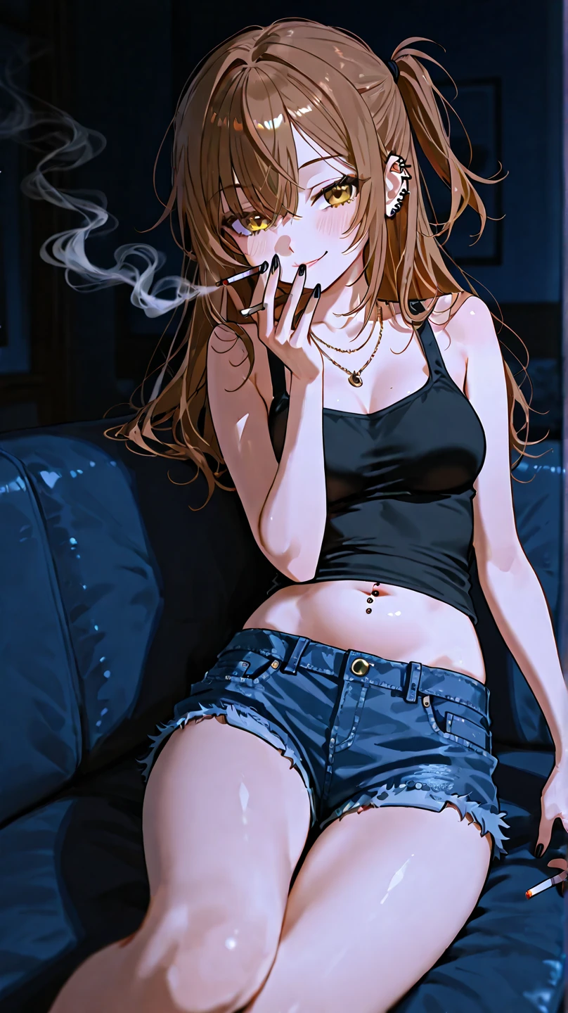 a school girl smoking cigarettes rapidly while masturbating, the cigarette ash is growing very long, the cigarette ash is very long, sucking very hard on the cigarette, gym girl, pain, agony, busty, very skinny, pigtails, red hair, freckles, ash everywhere, lots of cigarette smoke, touching her pussy, legs spread open, nose exhale, smoke coming out of nostrils