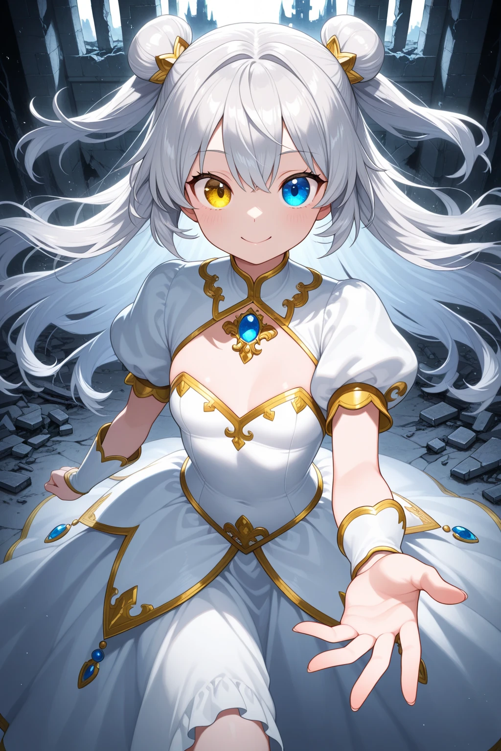 1girl, kokkoro \(ceremonial\) \(princess connect!\), princess connect!,dress,queen,castle,masterpiece,very aesthetic,newest,sensitive