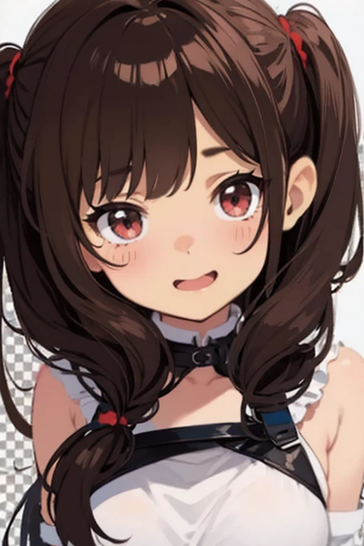 masterpiece, Highest quality, Nico_Yazawa,High resolution, 1 Girl, alone, Brown Hair, short hair, Twin tails、Purple eyes, , , ()、(Beautiful thighs), Carrying a red backpack, (randoseru backpack:1.2) Sweaty、Thick thighs、Highest quality、4K、1girl, 8years old, , cute, grin, 、School 、on the train、、、Thick thighs、Teasing Smile、Men holding their  and surrounding girls、 from the 、、、（）projectile 、、Lots of spectators

