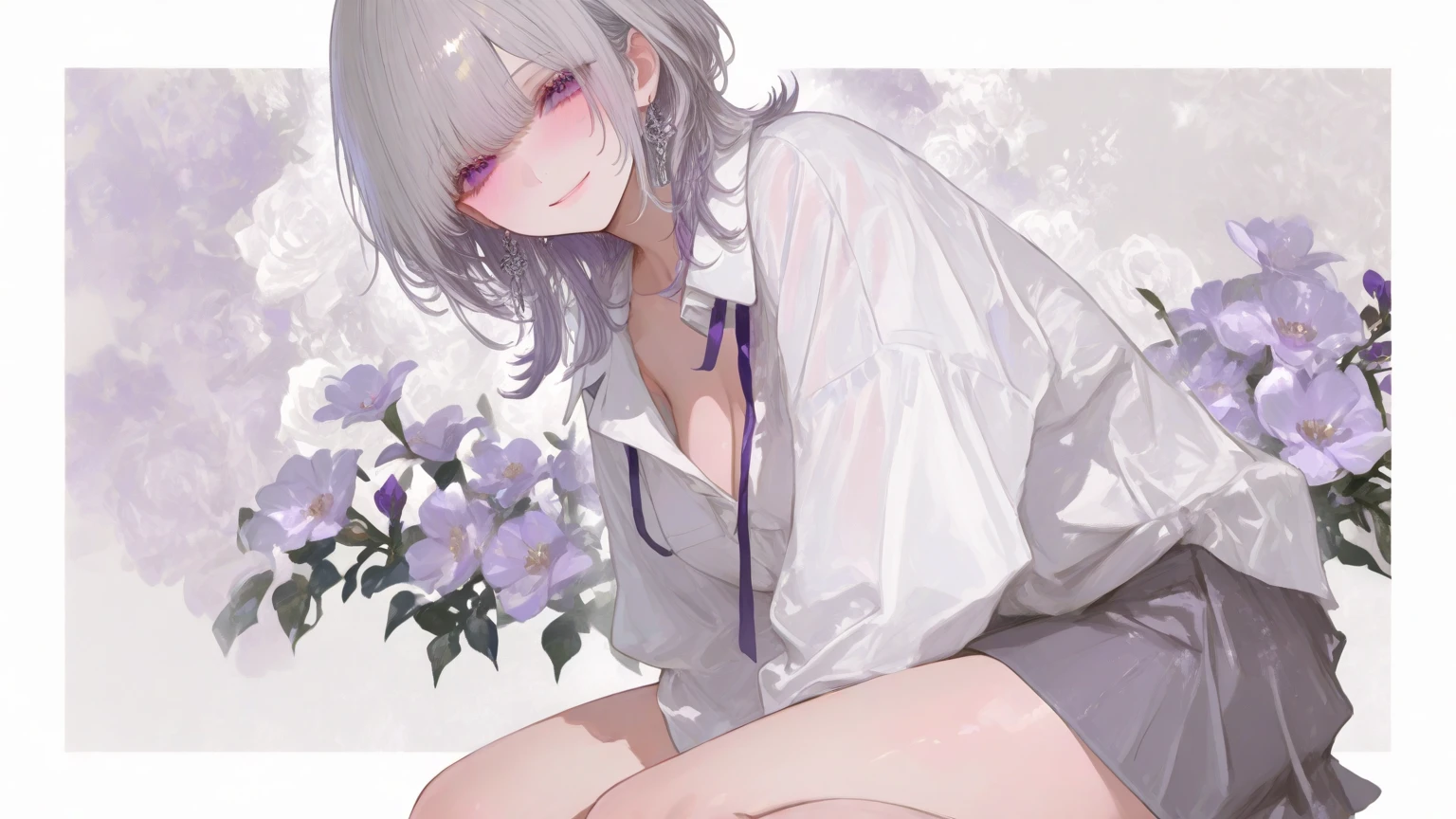 masterpiece, Best quality,girl, One, White hair, black hair, multicolored hair, X-shaped pupils, black eyes, One, Cherry blossoms, by the Khans, pink flower, white flower, spring season, wisteria, petals, flower, plum blossom, on open air, falling petals, (big breasts),thick thighs, ,Smaller clothes,((White sweater,black leggings, black pleated skirt with red accent)),commercial photography,at night, world, High detail, sharp focus, (photorealism), realistic, Best quality, 8K, Award Winning, Dramatic lighting, Epic, cinematic, masterpiece, rim light, ambient fog:1.3, Dutch corner, depth of field,8K uhd, high quality, Blur, blur depth, cinematic, 4K cinematic image, (Unlit face:1.4), (Unlit:1.3), (upper body shot:1.1), (Very dark:1.1, underexposed:1.1),(hand, pointing to lips:1.5),commercial,at night, world, High detail, sharp focus, (photorealism), realistic, Best quality, 8K, Award Winning, Dramatic lighting, Epic, cinematic, masterpiece, rim light, ambient fog:1.3, Dutch corner, depth of field,8K uhd, high quality, Blur, blur depth, cinematic, 4K cinematic image,(Moving away from the viewer), I look at the viewer,