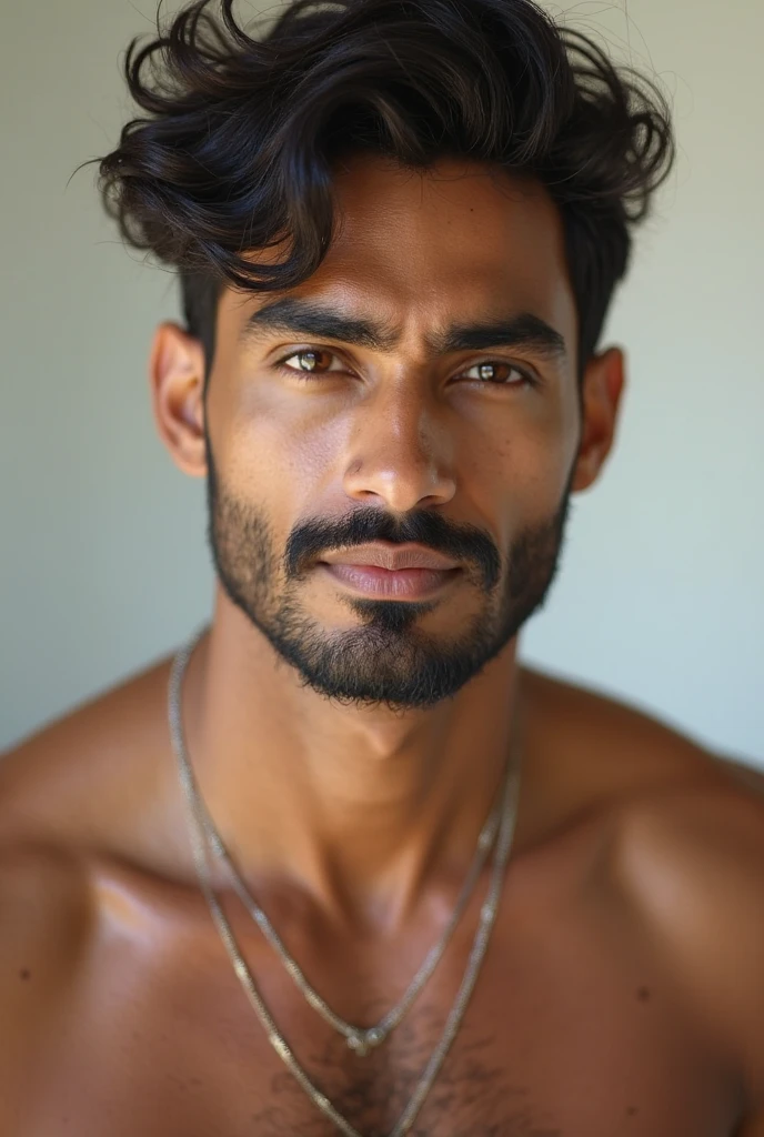 A cute 20 years old indian man , rough dry face skin , full body view, black short beard, short hair