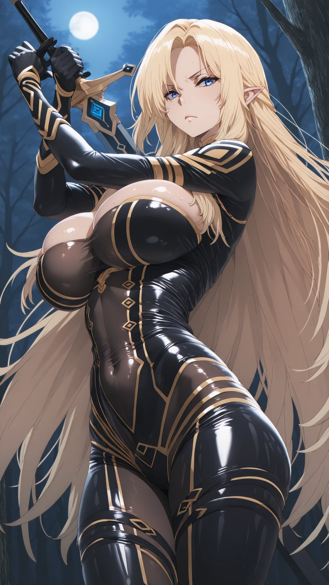 American blondes in gloomy black forest.fierce animals .ripped clothes. Athletic bodies slim big breasts big buttocks long hair curly braided