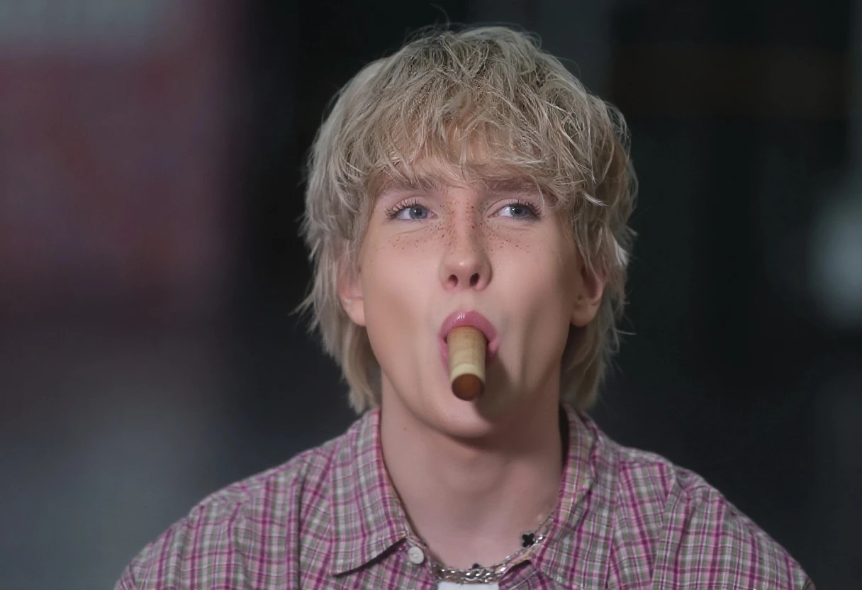 score_9, score_8_up, score_7_up, BREAK, 0rg4s4m, , male , 1boy, blonde hair, green jacket, <lora:orgasmpony:.65>