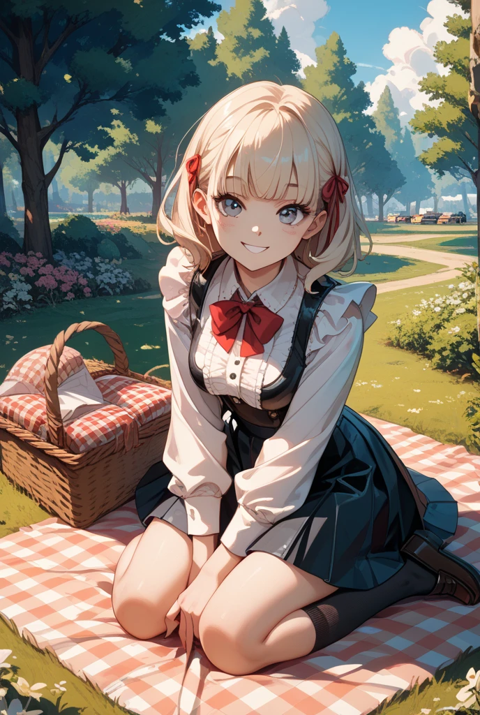 aki minoriko,mob cap, fruit, grapes, shirt, wide sleeves, apron, skirt,blonde hair,red eyes,white socks,footjob
