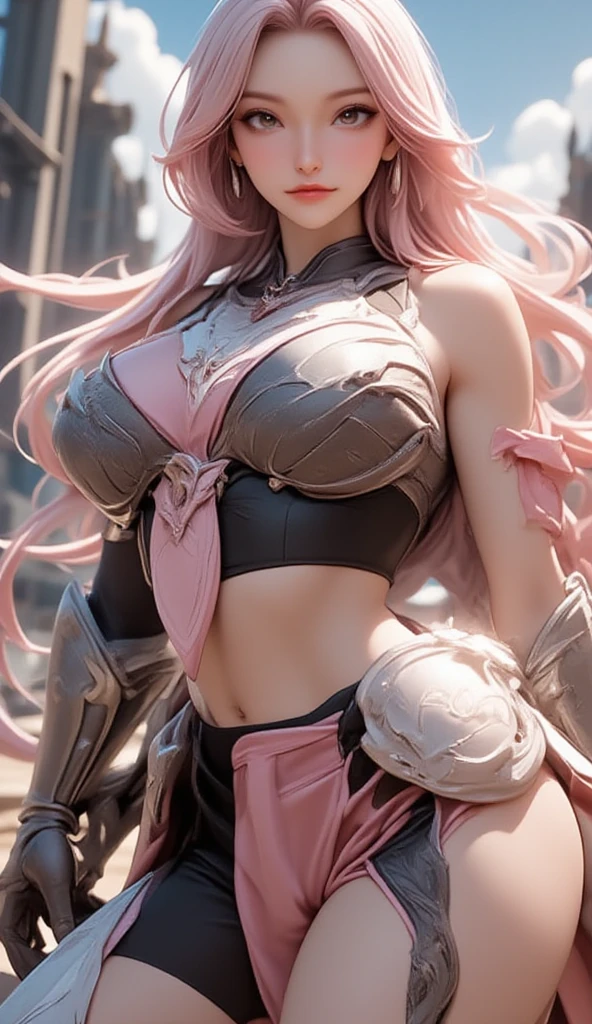 xyzseraphine, 4k highly detailed realistic digital extremely high quality RAW photograph, a portrait photo of Seraphine, pink hair, torn clothes, armored pauldrons, fangs, curled horns, ???????????, epic, hyperrealistic, hyperrealism, 8k, cinematic lighting, greg rutkowski, wlop, (f1.8 short focus bokeh)