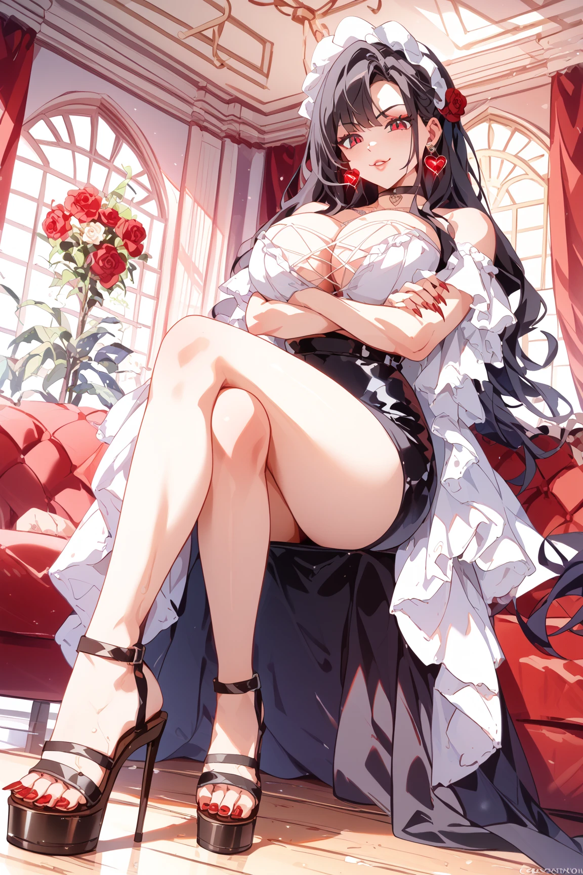 Black penis vibrator in hand, Masturbation Masturbation play,alone、Lewd face One hand lewdly touches the underwear between her legs Shy and seductive look A look of contempt Sexy Body Clear Eyes Round eyes Sit in a luxurious chair office lady Japanese women Manga illustration Beautiful and firm breasts Beautiful E Cup Breasts the body is slim Highest quality 4K Chignon Hairstyle Hair tied up Medium Long Hair Light brown black hair hair ornaments necklace Hotel with a great night view Simple Background Seductive pose garter belt Black lace stockings Earrings 派手なnecklace Fine details Beautiful anime illustrations Beautiful Face alone High resolution, One Girl, Highest quality, Attention to detail, Slightly parted lips Seductive red lips Professional, Vibrant colors, Perfect Anatomy, ideal facial features, 理想的なProfessionalポーションの図, Perfectly beautiful body, Highly detailed skin, Glowing Skin, Glowing Skin, Cleavage, Captivating smile)),Sexy see-through red and black lace bra,Obscene red and black thong, (Attractive 30 year old Japanese widow,)High heels Miss Soapland Mature hot body Sitting in a luxurious chair Sparkle Effect, Anime Style, photograph, Attractive nail art Dimly lit room