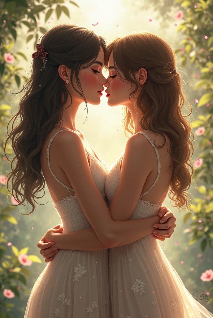 lesbians kissing each other nicely