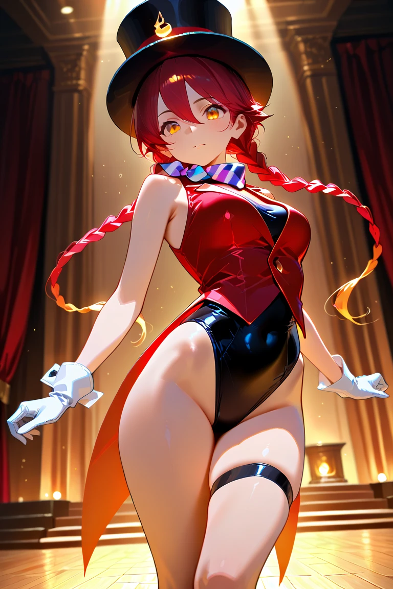 best quality, 4K wallpaper, masterpiece, extremely detailed CG unity 8k wallpaper, extremely detailed eyes, ultra-detailed, 1girl, solo, medium breasts, Ollie, zombie_skin, multicolored hair, multicolored eyes, twintail hair, earrings, style-bridal, outdoors, night, graveyard, (dutch angle shot:1.5), looking at viewer, smile, standing, crossed legs, upper body,