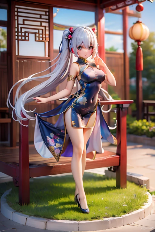 unparalleled masterpiece, ultra realistic 8k CG, perfect artwork, ((perfect female figure)), white hair, red eyes, mature female, milf, narrow waist, chinese deity, looking at viewer, seductive posture, sexy pose, alluring, clean, beautiful face, pure face, pale skin, absurdly long hair, (huge breasts, nsfw, breasts out, puffy nipples), shiny skin, skindentation,delicate pattern, intricate detail, (rich:1.4), (extremely detailed 8K chinese long embroidery silkrobe and silk long clothes and dress:1.2),slim body
