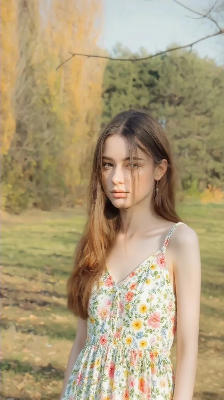 Elle fanning, (only upper body), Masterpiece, best quality, ((70's - 1970)), (San fransisco street), moonlight, BREAK ((hippie clothes )), flower crown, ((woodstock)), (rock n roll), peace symbol, flowers, ((wearing only flowers, and flowers)), BREAK colorful leaves and flowers growing from hair, rainbow love and peace , BREAK long hair, (straight hair), pale skin, fair skin, white skin, BREAK,  Large necklace in the shape of a symbol of peace and love, hands down