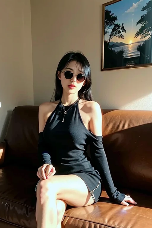 a close up of a woman in a black dress posing for a picture, she is wearing a black tank top, she is wearing a black dress, gorgeous young korean woman, beautiful south korean woman, korean girl, photo of slim girl, photo of slim girl model, heonhwa choe, korean women's fashion model, profile pic, beautiful young korean woman