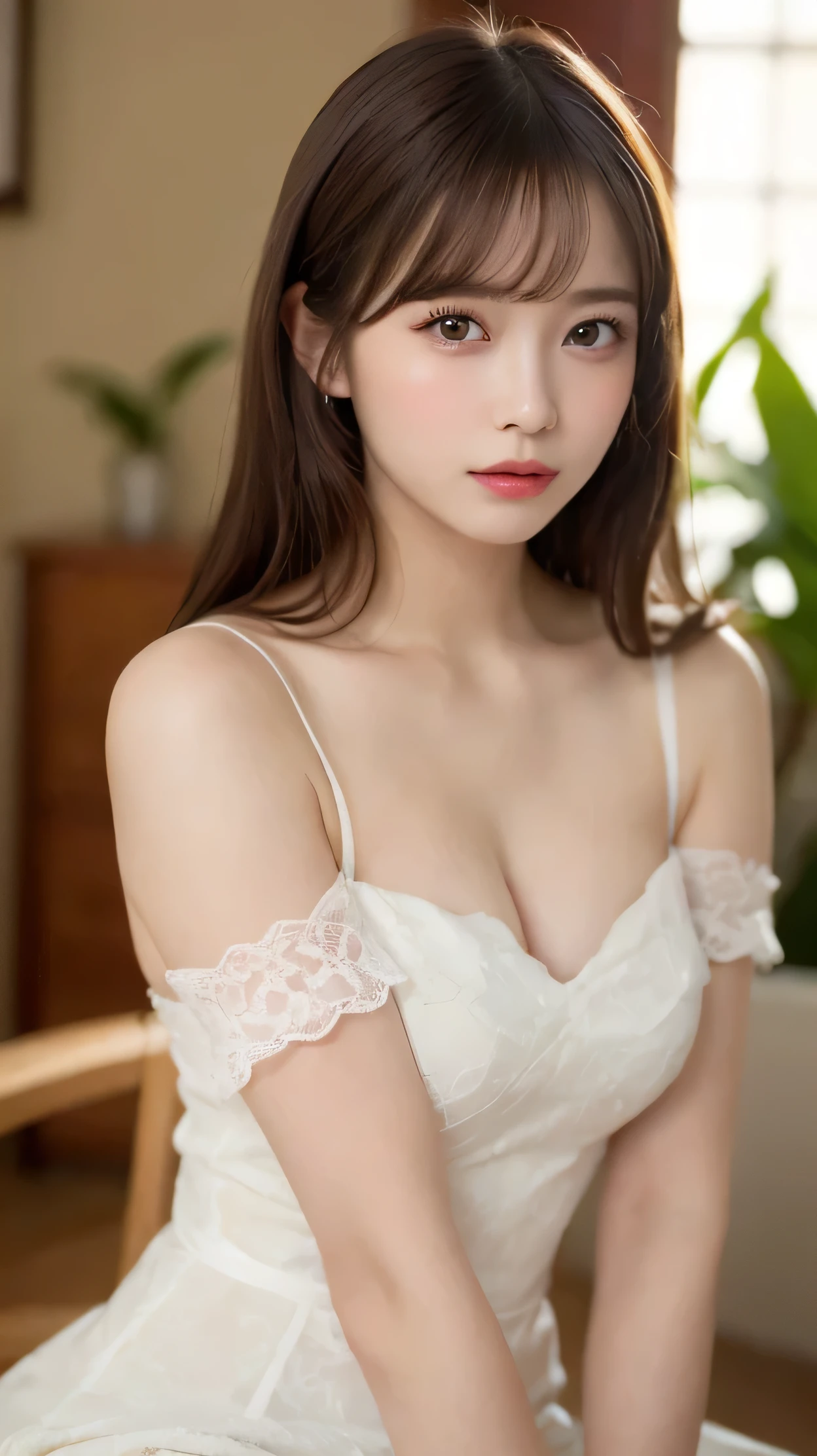 Tabletop, Highest quality, figure, Super detailed, In detail, High resolution, 8k wallpaper, Perfect dynamic composition, Beautiful attention to detail,  Natural Lip, , Big Breasts, whole body,Cleavage