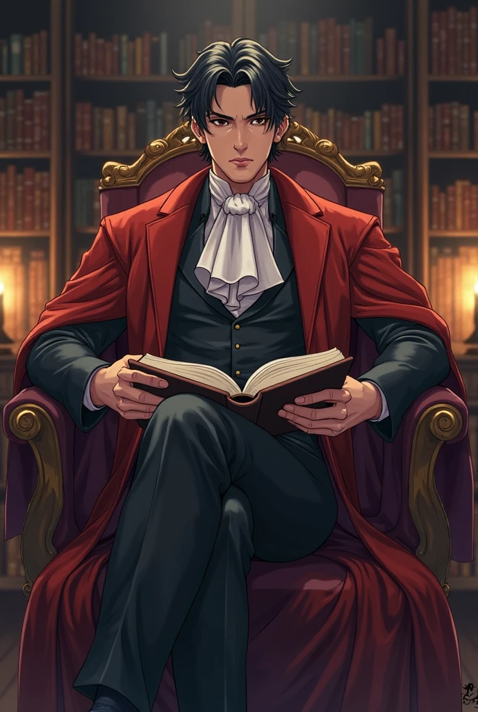 Draw in Anime-style illustration full body pose of a brooding - SeaArt AI