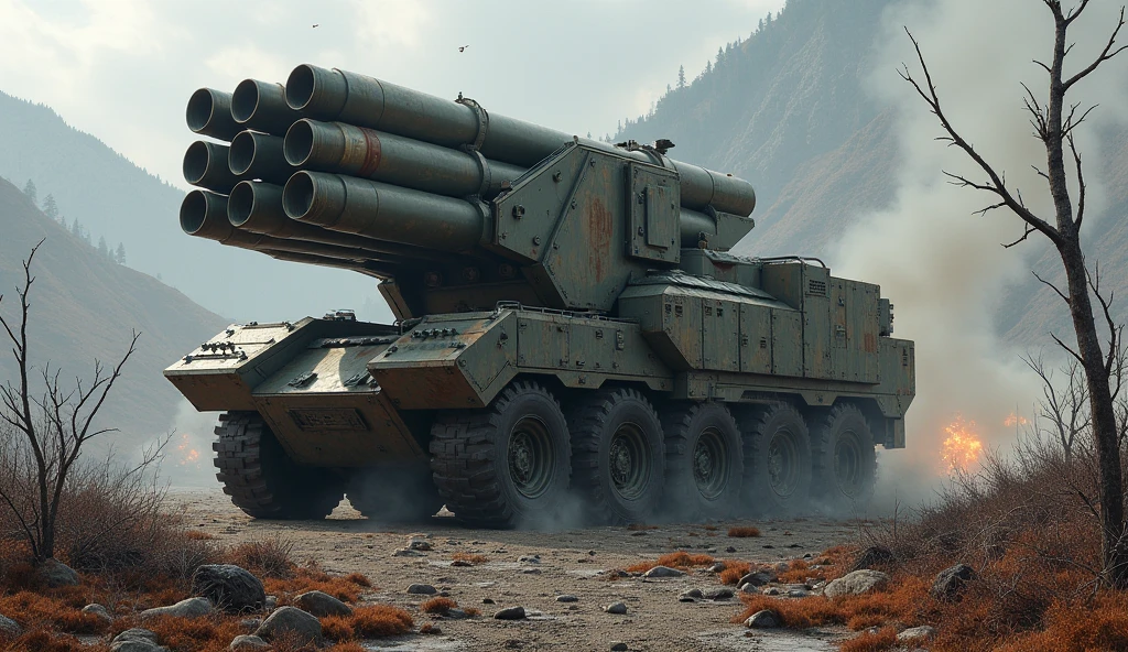  The Giant Mortar anti-aircraft gun，Anti-aircraft weapon ，， Alien Hi-Tech Armor Layer ， Alien Hi-Tech Bionic Turtle Shell Armor， Alien Super Luxury Car ，Alien combat vehicles， Alien Tank Rocket Launch Bin ，anti-aircraft bazooka  ， Heavy Armored Tank Vehicle ，Giant Cannon ， High Density Nano Alloy Steel Armor, powerful and dominating ，Science Fiction。 has a clear body structure ，Overall low ， and looks like an intercontinental missile missile tank launcher， covered with heavy alloy armor ，High-tech armor housings，, excellent defensive performance 。 equipped with strong tracks at the shortest part of the base ， has excellent off-road performance 。配备一门大功率The giant mortar   。