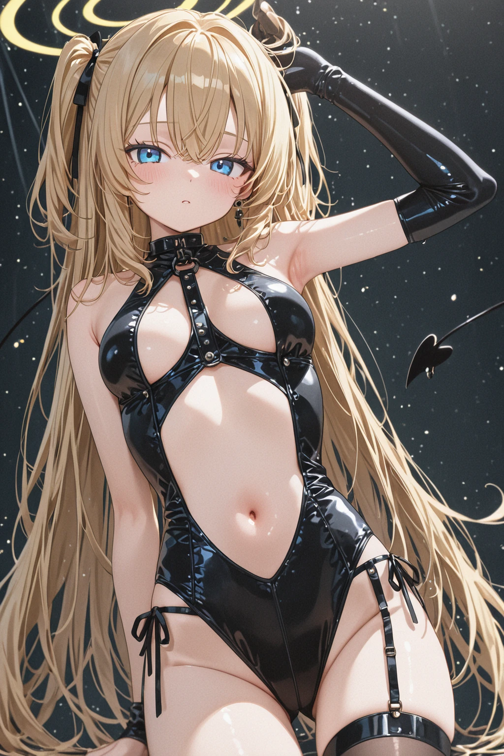 ((very cute and beautiful blonde hair girl)),
(very large udder:1.4),Saggy breasts,(((very light blonde hair:1.35,Straight hair,Long hair:1.4,Colored inner hair,Ear breathing))),(((blue eyess))),intricate eyes,Beautiful detailed eyes,Symmetrical eyes)),(((Lustrous skin:1.5,bright skin: 1.5,skin tanned,Shiny skin,Very shiny skin,Shiny body,plastic glitter skin,exaggerated shiny skin,Illuminated skin, Wet legs))),(spider lower abdomen,Narrow waist,wide-hips,athletic bodies,inflated legs,delicate detailed fingers,Detailed body,Human Hands,(Detailed face)),an lingerie、
Cute,Seductive
(( Loose socks 1.3 sneakers 1.3)),((セクシーan lingerie)),
(Dynamic Pose:1.0),embarrassed,(Centered,scale to fit the dimensions,thirds rule),
Bedroom at night、
Artistic photography,(Photo taken by SLDR),hight resolution, Sharp Focus, (ultra-detailliert, Extremely detailed), (Photorealistic artwork:1.37),(the Extremely Detailed CG Unity 8K Wallpapers),((Synthwave Background Theme)),(((Vibrant colors))),(Intricate background),(masutepiece),(Best Quality),