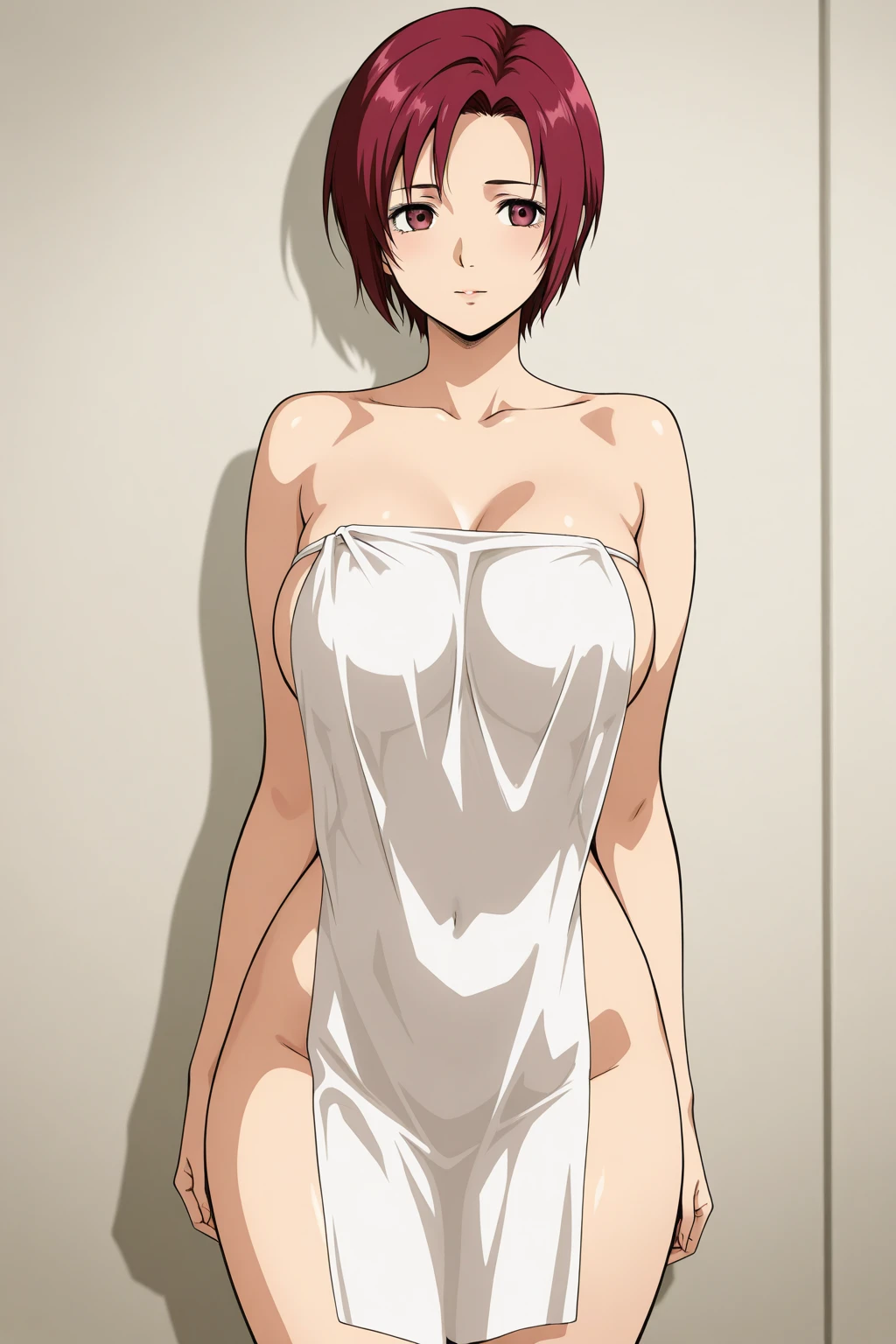1girl, masterpice, high quality, best quality, good body, good hands and fingers, official art, (solo), dynamic angle, <lora:Oka-09:0.8>, very short hair, glasses, oka, bra, panties, room, hands on ass, back views, ass focus ((big breasts)), ((close mouth)), (blush)
