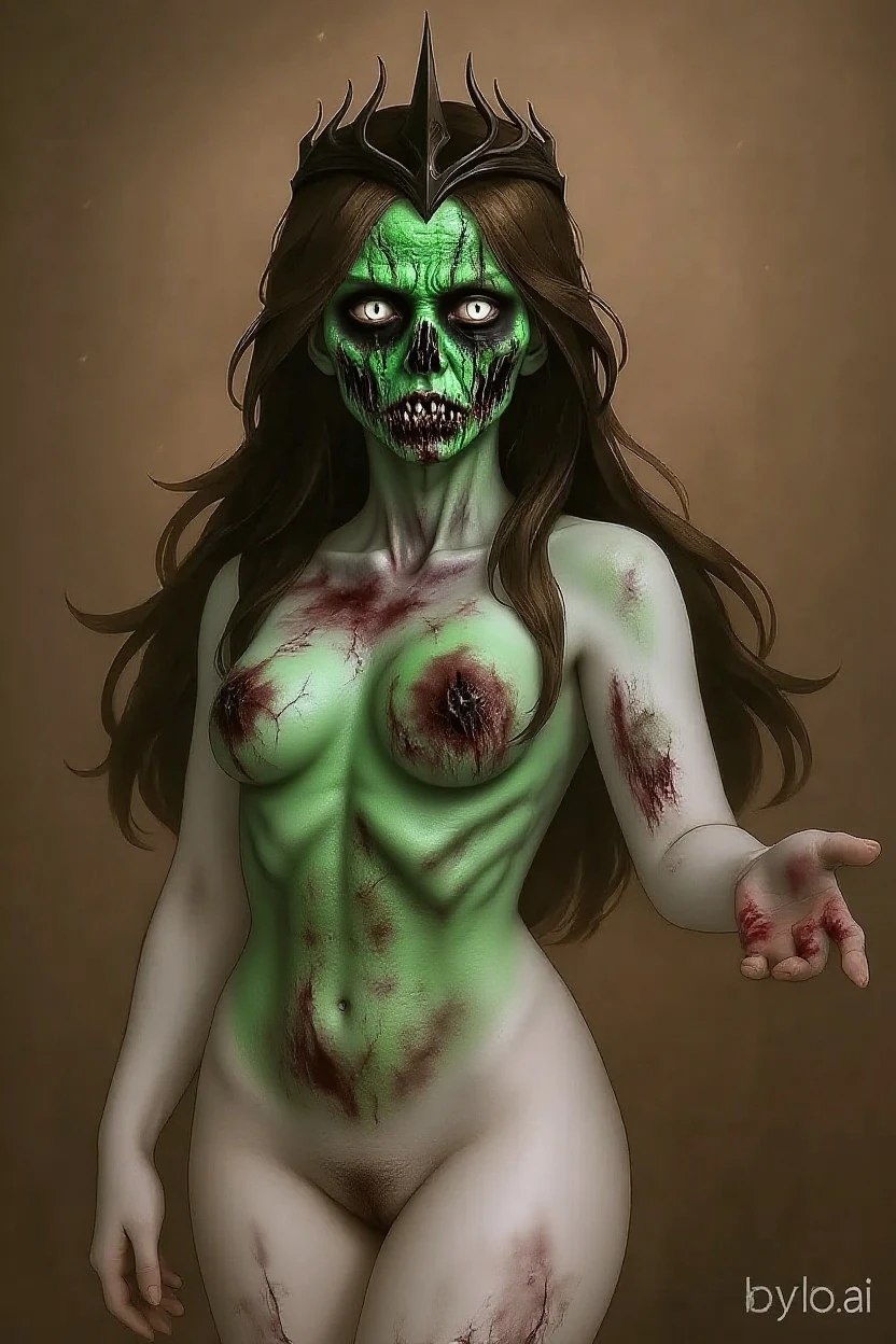 Zombie girl no eyes green skin Adoptable character sheet