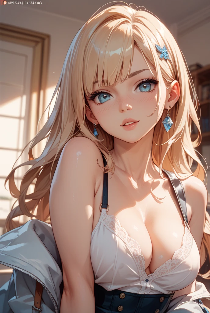 (Best Quality,High resolution,8K,finelity detailed background,Masterpiece:1.2),beautiful girl,Shiny khaki hair,swept bangs,(Khaki Eyes),Gentle look,A refreshing look,Best quality,Best Quality,Aesthetic and aesthetic:1.2,Best details((Super detailed))(High-definition CG illustrations),White underwear (white intricate lace),Slender body,Late Night,Moonlit Night,Bedroom,On the bed,smile,blush,cute,Scrounge,Looking up,Being spoiled,super model,wariza