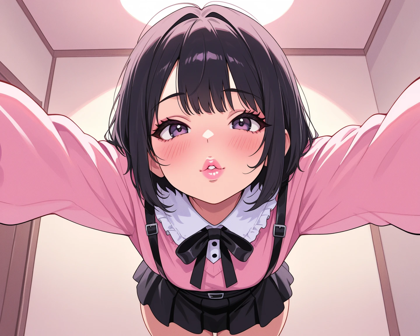 ultra-detailliert, Best Quality, High resolution, animesque、 ((A petite, black-haired girl with a big face and cute sagging eyes.))、Pretty eyes、Detailed eye depiction、Eye sparkle、deep detailed eyes, Looking at Viewer, pale skin、(((Petite))), (buruma)、(flat chest), (big round glasses), (blush:1.2), (big eye:1.5), Shy smile, in class room, Focus on the face, Long hair, ((Super close up on the mouth)), open_mouth, (((from above))), oral invitation, saliva trail, nsfw, drooling, face only