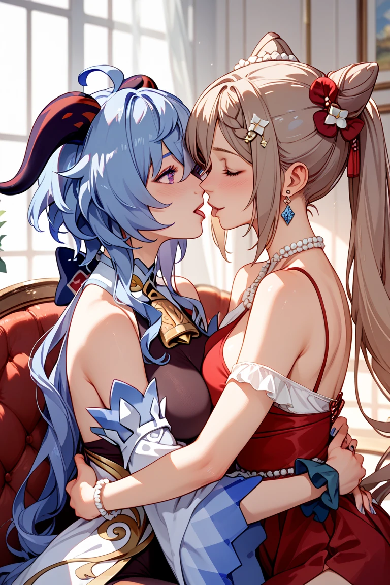 Masterpiece, 2 girls, sexl, big breasts, kisses, elsa and anna, double gag, tied, elsa from frozen, anna from frozen, frosen