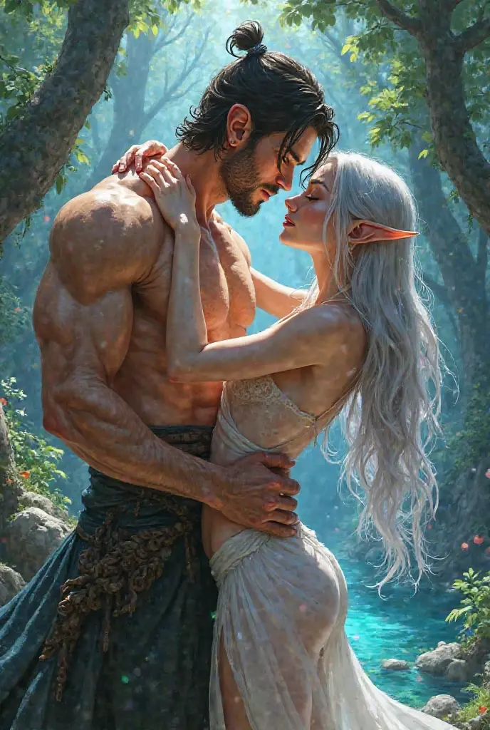 Bloodelf Male, World of Warcraft, Fantasy, glowing blue eyes, feminine asthetic, soft face, blonde very Long hair, Femboy, sex with Night Elf Male. Gay.