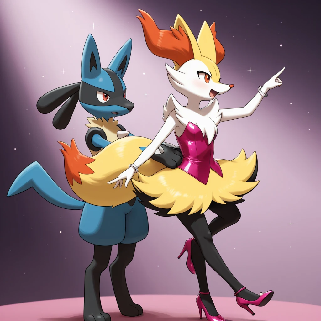 A anthropomorphic fox, wearing black swimming shorts, doing a sitting pin up pose, glitching in her eyes, curved smile, a big hole in the middle of her belly, has thick thighs, high quality, crisp,