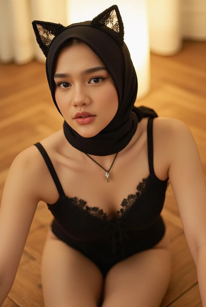 Wearing Lace Suspender, (((HIJAB MALAY GIRL))), masutepiece, High quality, UHD 32K, Realistic face, Realistic skin feeling , A Japanese Lady, 8 years old, , Very cute and baby-like face, (((FLAT CHEST))), (MATRIX WORLD), ((look In front at the camera and SADNESS)), (((CUTE GIRL))), ((WEARING LINGERIE)), ((RED LIPS)), ((CHUBBY)), (undress, heavy work in the iron welding workshop, Straddling