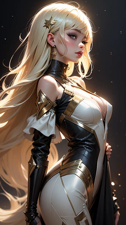 ((Simon Bisley)), Beautiful full-bodied woman, 30 years old, muscular and perfect body, fierce blonde warrior, armor full of metallic tips and copper chains, absurd details, absudres, Frank Frazetta, with micro clothes, almost totally naked, with little clothes, tiny thong, large breasts, generous neckline, lots of metal in the clothes, fantastic art clothes, hair fulfilled or short,  brave face, dark kingdom, sexy pose, fantastic landscape, adult fantasy, orange textures
