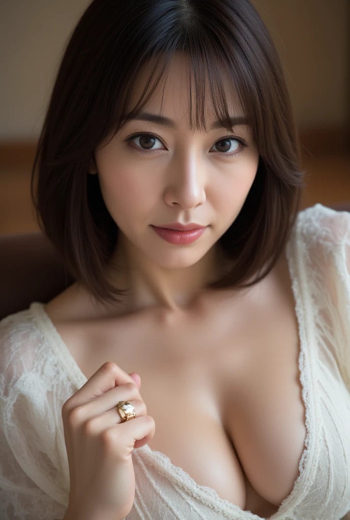 Large breasts with very large, soft saggy nipples、Voluptuous and attractive nude body、((((Masturbation))))、realisticlying、((((A naked body covered in a large amount of clear liquid))))、35-year-old girl、Face enhancement,Cleavage emphasis,Looking up from the bottom,Blackening of hair,black eyes,darkens the skin,Blushing,Red lips,A sexy、Wrinkles between the eyebrows,Sweaty face、nsfw、8k、High resolution、masterpiece、Realistic、In detail、Fine texture、Head-to-toe portrait、High Contrast、alone、Natural body shape、White skin、Natural Makeup、Black Hair、bangs、full body photo、focus on crotch、thighs exposed、painful expression、bright natural light、((( A naked body wearing nothing, sweaty and shiny)))、 Very fat and voluptuous and attractive body、 sexually aroused expression、 hard, pointed nipples、 slightly parted lips、(8K、Photorealsitic、Raw photography、top-quality: 1.4)、beautiful face、(Lifelike face)、(black hair、short-hair:1.1)、Beautiful hairstyle、realisticeyes、Beautiful details、(real looking skin)、Beautiful skins、absurderes、enticing、超A high resolution、A hyper-realistic、high-detail、the golden ratio、About 35years old、Beautiful girl with beautiful hair、Big eyes、Small face、Great balance of style、Looking into the camera、、Full body photo、Focus on the groin、Exposing thighs、((Erect nipples:1.2、Camel Toe:1.2))、