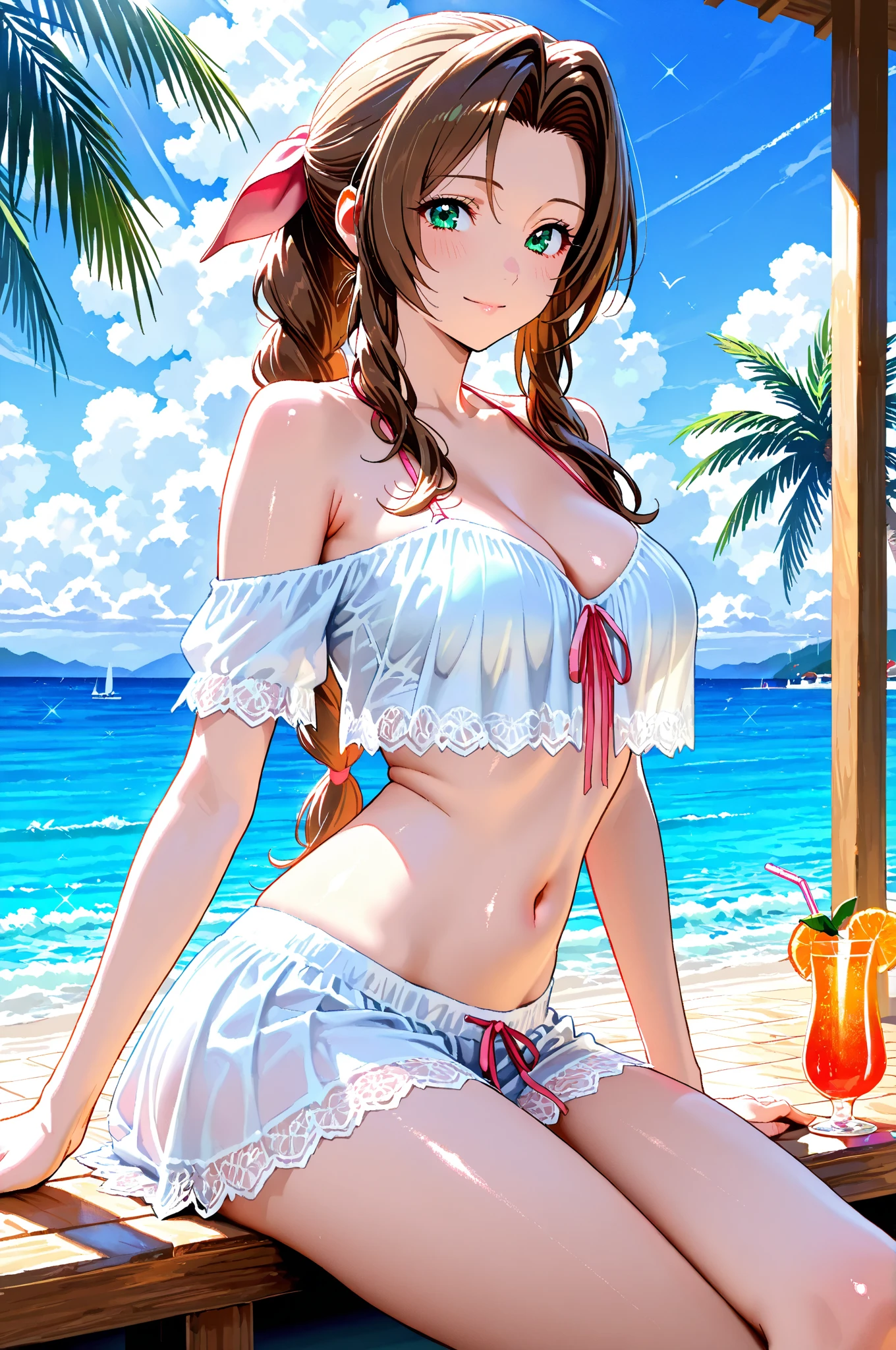 ((La mejor calidad , Obra maestra, (only 1 girl), cabello rubio, ojos rojos, face symmetrical, Un vestido extremadamente corto con mangas largas, Levanta el vestido, bragas, Mirando hacia abajo, Enfoque de piernas, sonrisa malvada, Sacar la lengua, Serenity of the little lady, pechos grandes, vapor, Rear side solar lighting, Canon EOS 50mm camera))