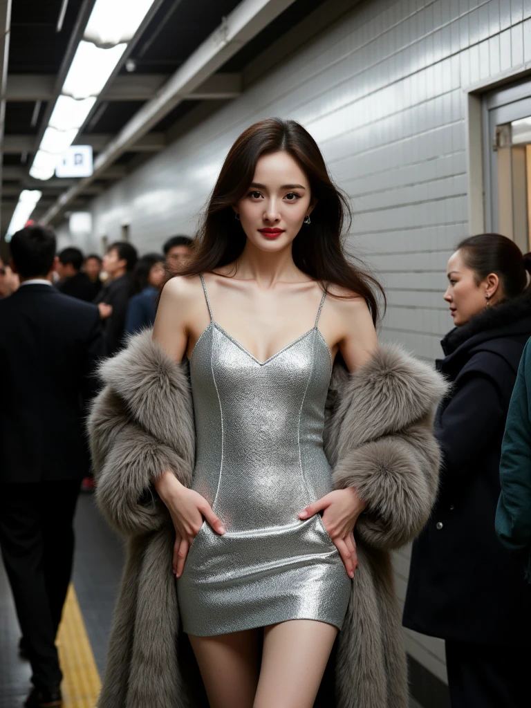 Arafi woman posing for a photo in a wet dress and gloves, gorgeous chinese model, Shahi, luxurious dress, China dress, Glamorous runway models, Wenfei Ye, elegant fashion model, korean female fashion model, Chen Xintong, Trending on cgstation, Lou Zhi, Cai Xukun, elegant smile pose, Gia, gemma chen, Lovely lady