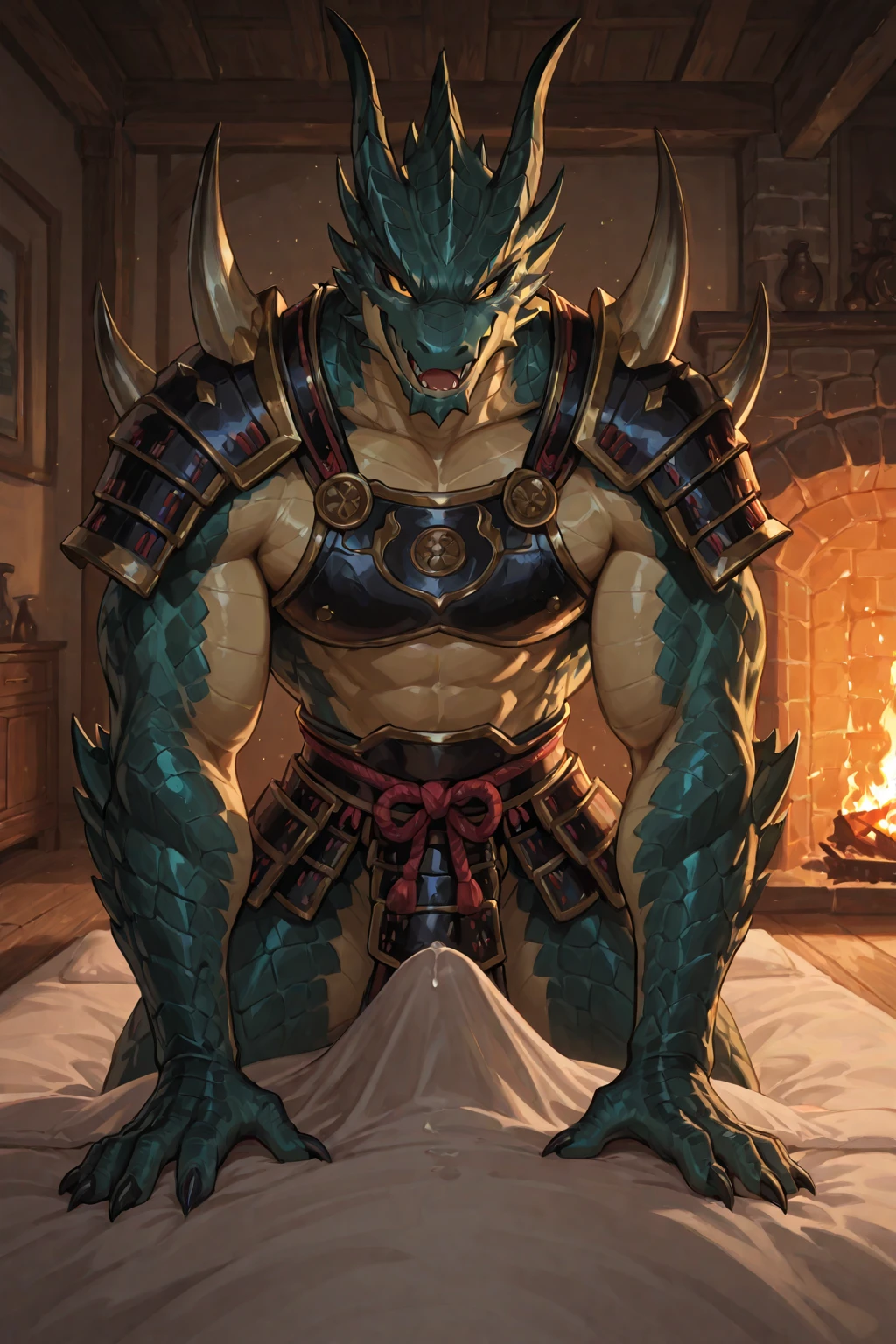 medium close up shot, faceless male, ((correct ???????)), sad, big anthro, big male, (ultra detailed), a beautiful and detailed full size portrait of a male big anthro dragon, lizardman, ((gladiator armor, loincloth aside, big pecs, buff, muscular, serious, high angle view, lying down, bed)), scalie, beast, standing, ears, ((solo, green eyes, looking at viewer)), glowing eyes, nipples, non-mammal breasts, big body, sexy body, goddess, wide hips, kenket, Ross Tran,ruan jia, trending on artstation,foxovh, cenematic lighting, detailed background, detailed eye, big penis, feets, big balls, big_dom_small_sub,, full body,
