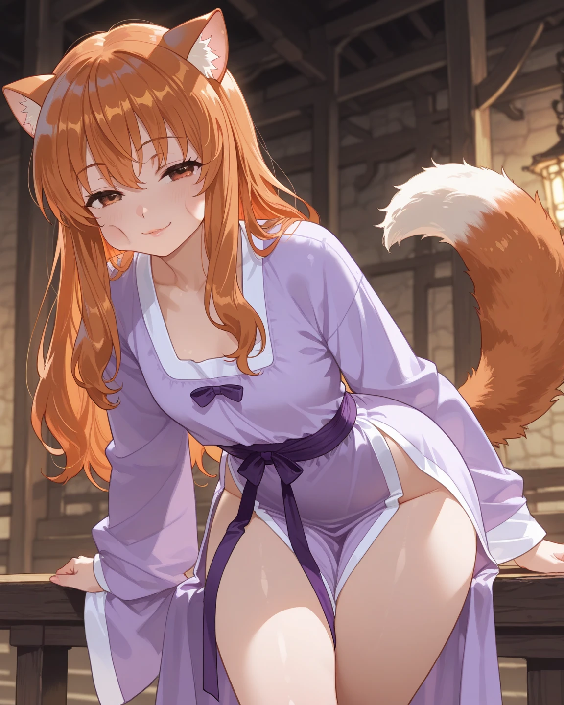 Anatomical, Award-winning concept art, Beautiful, fine details, ((Looking up at Viewer)), 1 Girl, Full Body, Solo, sitting, sitting on legs, (((Kitsune))), ((((((Very Dark brown fox tails and ears)))))), (((multiple kitsune fox tails))), (((((Very Dark brown hair))))), shoulder length hair, soft brown eyes, ((((purple yukata with black sash)))), Masterpiece, Best Quality, Super Detail, Illustration, Very Delicate and Beautiful, solo, Dynamic Angle, Looking at viewer, anime moe artstyle, motherly, (((Mommy))), ((Fox lady mommy)), ((Oneesan)), shoulder length hair, (plump), (FLUFFY FOX TAILS), exceptionally beautiful, ((curvy)), (((voluptuous))), high quality, volumetric lighting, Kitsune, Fantastic Visual Depiction, Professional Effect, Beautiful Girl, Unevenness, (volumetric lighting)