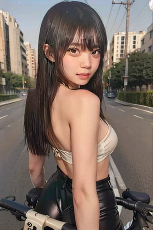 (Top resolution, Distinct_image), Best Quality, masutepiece, Highly detailed, semi - realistic, In front of the station、Pubic hair shows through、Crouching、Long black hair、Katyusha、in her 20s、A slender、nudde、Nipples stand up、beutiful breast、a miniskirt