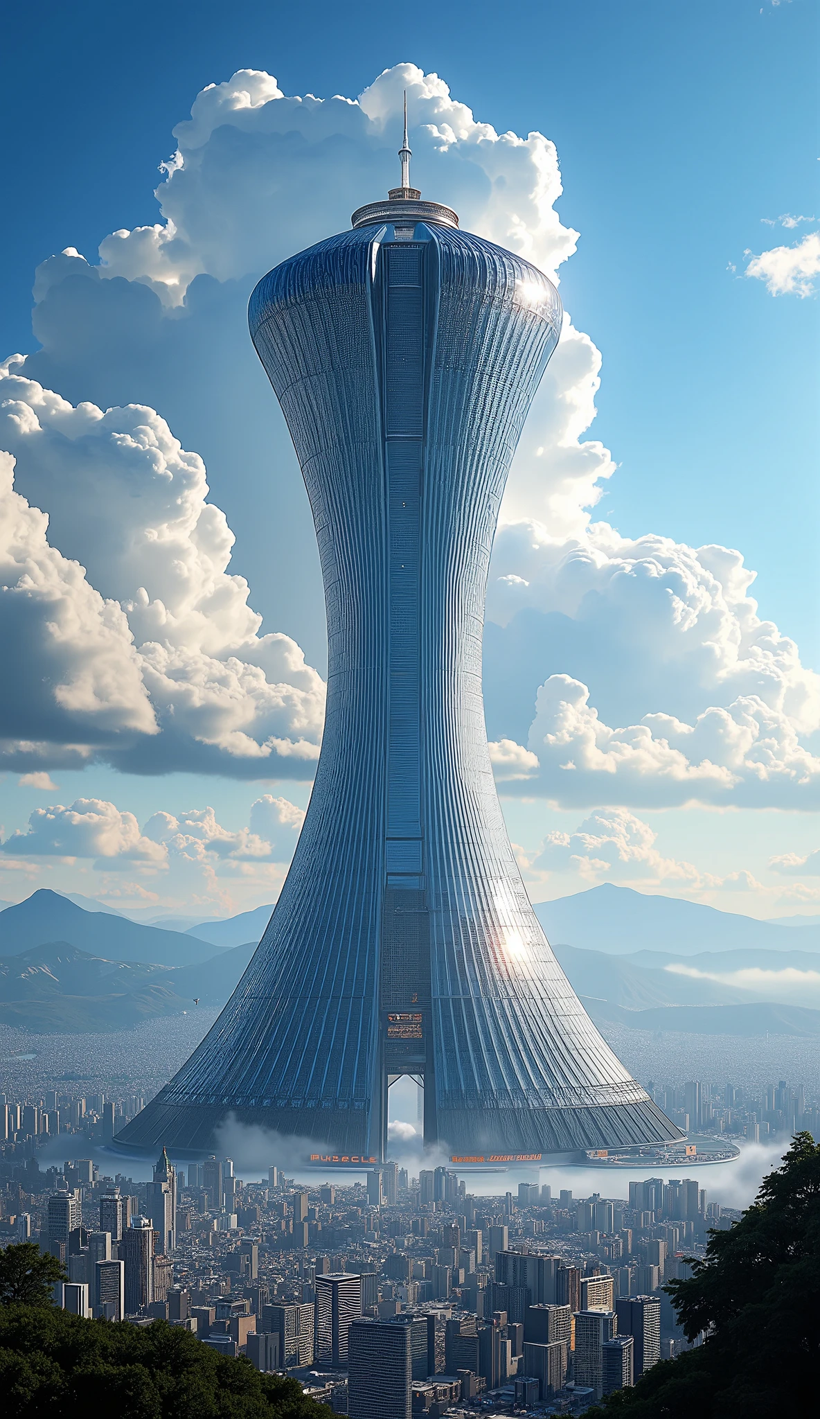 (best quality:1.5),(giant sky scraper that can reach space),sky scraper bigger than a mountain. Fuji山よりも高く空に届く超高層ビル. Fuji,(10kilometer sky scraper:1.5),(orbital elevator:1.5),(A huge building that can reach to space:1.5),(Supermassive structures made of carbon nanotubes:1.5),