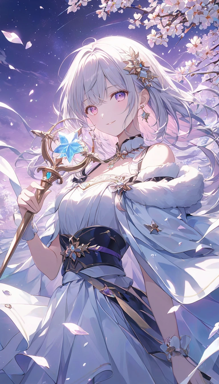 One Girl　Wizard　No hood　One straight two-handed staff　Ice Magic　child　Clothes