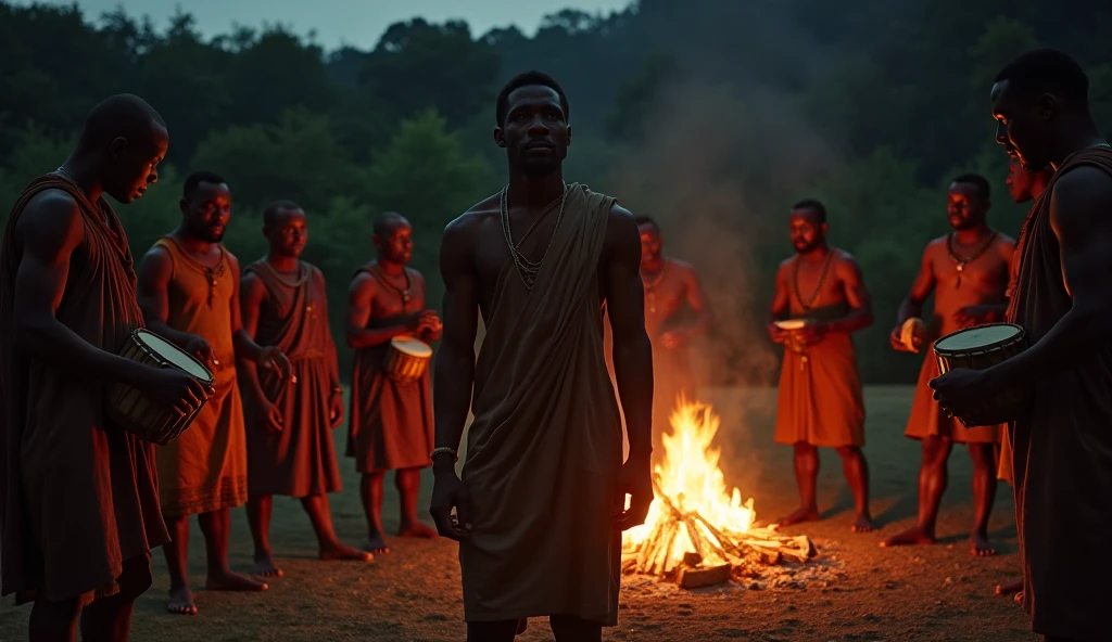 a group of black people wearing african designed clothes, standing at arm's length distance from each other in an empty area full of ethereal blue smoke, very high detailed and clear image, providing a cinematic look like shot from a 70mm lens panavision camera, 32k high definition and high resolution images, unreal engine 5 rendered. Hyper-realistic images with high detailed features providing a viewer with a clear high definition well created masterpiece.