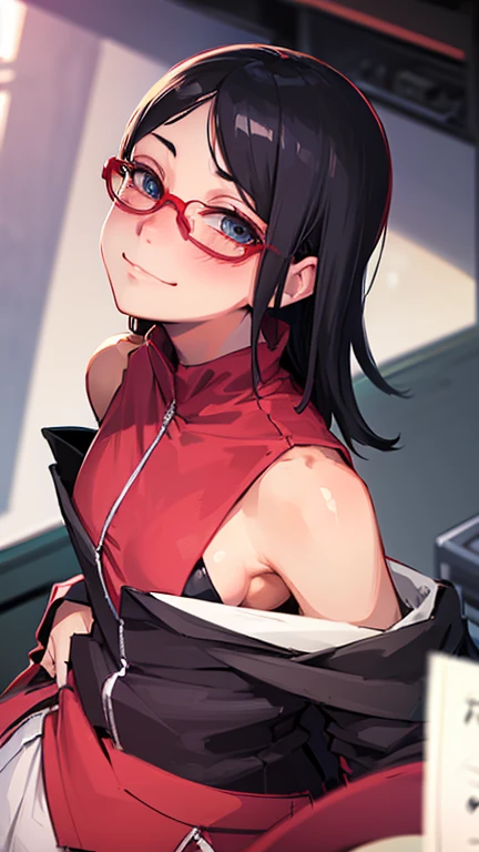 ((Best quality)), ((Masterpiece)), (detailed), perfect face,
1girl, faruzan (genshin impact), solo, skirt, glasses, smile, thighhighs, looking at viewer, collarbone, zettai ryouiki, simple background, school uniform, teeth, medium breasts, stomach, orange eyes, black hair, stockings, sexy underwear