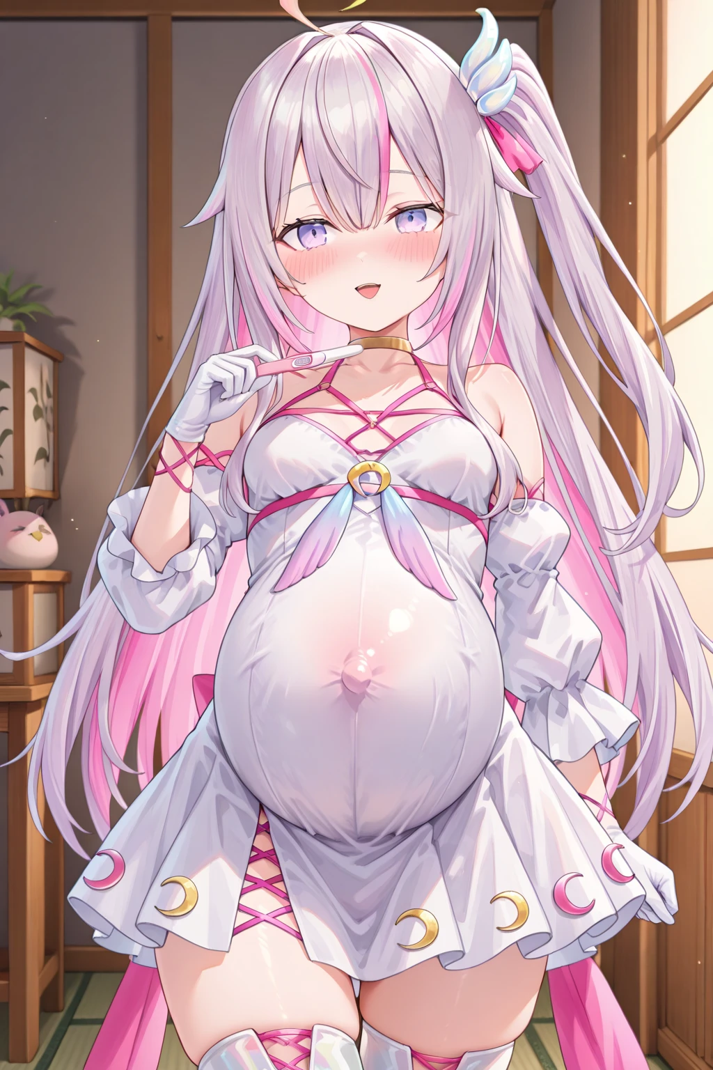 ,Facing the viewing angle,Absurd resolution、hight resolution、(masterpiece:1.4)、ultra-detailliert、((One girl 1.2))、kawaii、sullenness,(silver hair), (ponytail), (straight hair), (hair between eyes), (pointy ears, elves), (red eyes), (huge-breasted:1.6),(thighs thighs thighs thighs:1.2),(pregnant:1.33),beautiful expression、beautidful eyes、(the body gets wet:1.01)、(all-fours:1.3),((look from down:1.9))(wet skin and hair:1.2),(Sweaty body:1.2)、(blush:1.22)、(Heart-shaped eyes:1.37)、(Heart shaped pupils:1.27),(Heart shaped pupils:1.29),(heart on eyes:1.39)、(droolng:1.2)、(White liquid on the thighs:1.15),(white, white turbid liquid on the body,,,,,,,,,,,,,,,,,,,,,,,,,,,,,,,,,,,,,,,,,,,,,,,,,,,,,,,,,,,,,,,,,,,,,,,,,,,,,,,,,,,,,,,,,,,:1.2)、(Angry look:1.3),(glares:1.4),(clenching teeth:1.53),((Girl straddling guys:1.84)),((SEX:1.64)),(Barefoot:1.1),(girl with:Putting hands on a man's body),(Motion Blur:1.69),(penis:into pussy:1.38)