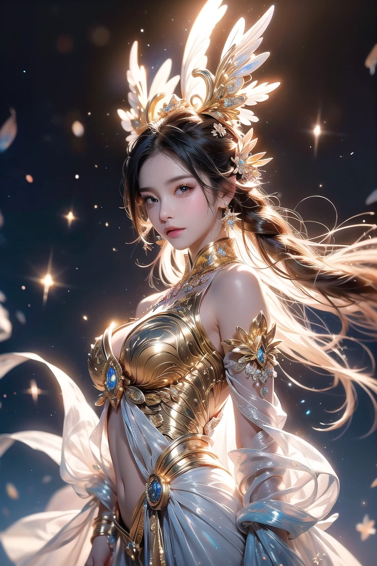 highest quality, Realistic, photoRealistic, Award-winning illustrations, (Intricate details: 1.2), (Subtle details), (Intricate details), (Cinematic Light, Super sexy long hair white mage girl, huge firm bouncing bust