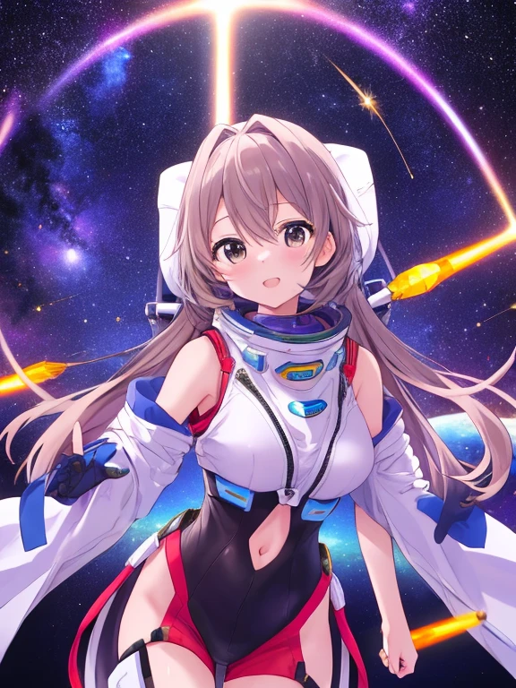 Highest quality、masterpiece、Captain Har、Space Pirates、Leiji Matsumoto Manga、break、High resolution、One Girl、cute１０Year old girl、Flat Chest、Detailed face、(Sticking out tongue)、break、Spaceship cockpit、Enterprise Pricing、