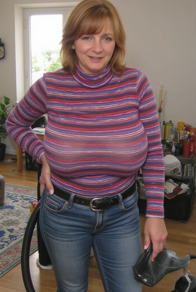 realistic photo of a middle aged woman, 50 years old, smiling, petite, slim and thin, skinny legs, Torptits breast, (huge saggy tits:1.1), (veins on tits:1.1), large nipples, wearing a (Sexxy jump suit:1.0), standing, simple background, masterpiece, best quality, (detailed face, detail skin texture, ultra-detailed body) <lora:Torptits_V28-000014:0.8>