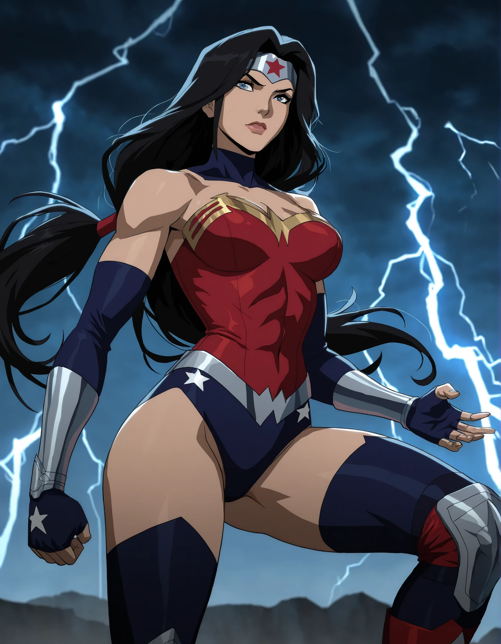 , ,girl,, (werewolf,furry),biceps,muscular female, alternate muscle size,wonder woman, ,window,,pecs, muscular thighs,open mouth,torn clothes,