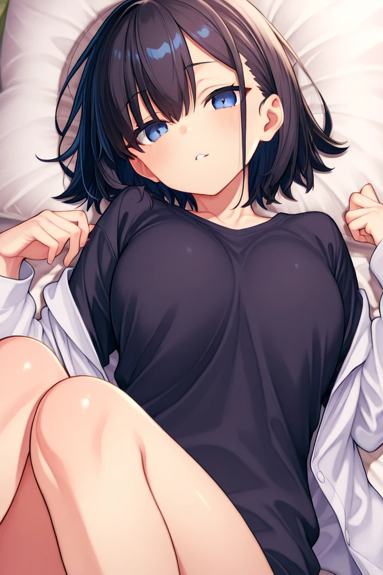 projectile cum、missionary position, spread legs, legs up、lying on bed、(((1 boy and 1girl are having Sex、penis)))、bitch、(highest quality)), ((masterpiece)), (family friendly), Perfect Face, Shiny skin, Beautiful breasts, cum, Shiny skin, Kyoto Animation style painting, Hair. Golden Eyes, Sunburned skin. night, Braided Hair, Sweat, wet. , Off the shoulder, Fishnet tights,, Sweatte<, Open your mouth, Double teeth, cum mouth, Splash, FOG, illumination, Night Pool. Milking.panty lift 、penis、How、dark skin、cowgirl position,Nipples、vaginale,Sex、woman on top / cowgirl position、Short Hair,Purple hoodie