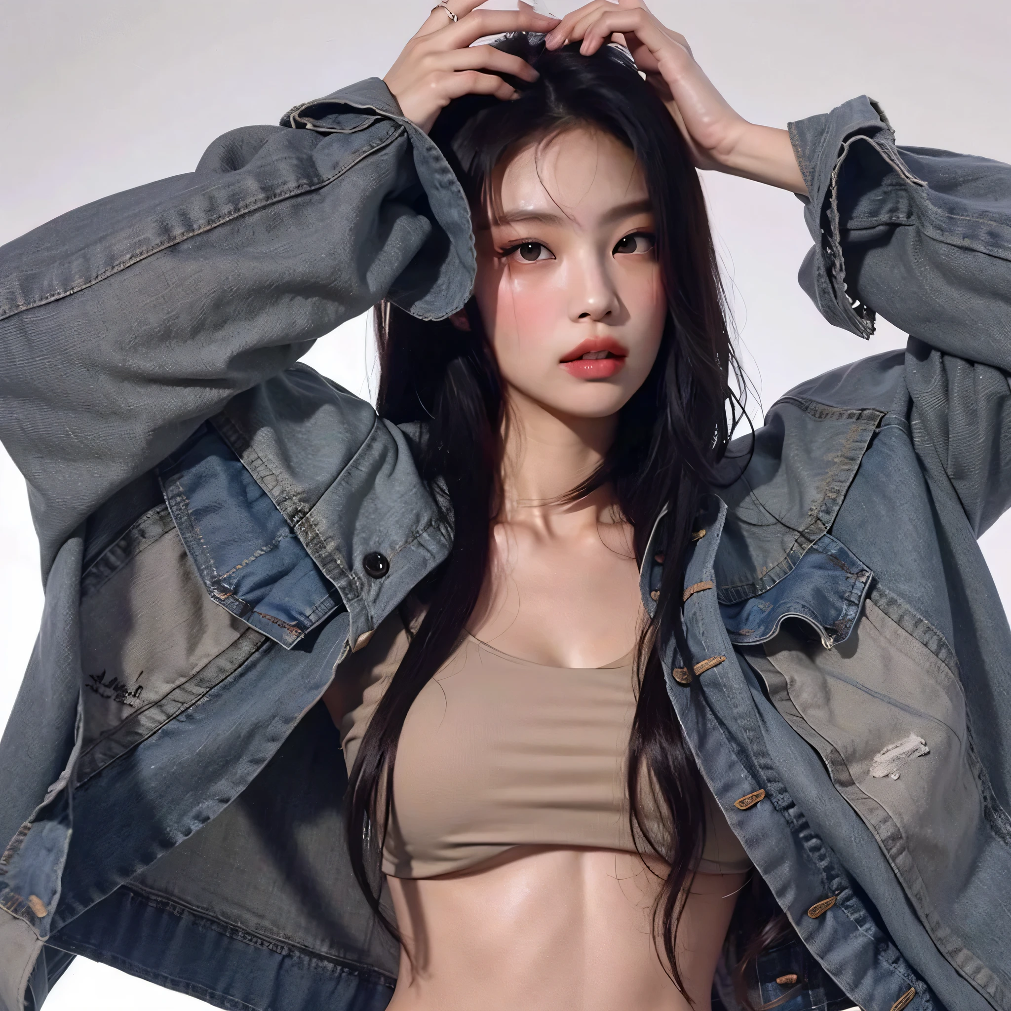 (Best quality),(masterpiece),(ultra high res:1.2),photorealistic,raw photo,unity 8k wallpaper,cowboy shot,traffic light,((1girl)),cutoff jeans,denim vest,navel,hand in pockets,long hair,<lora:InstantPhotoX3:0.6>,