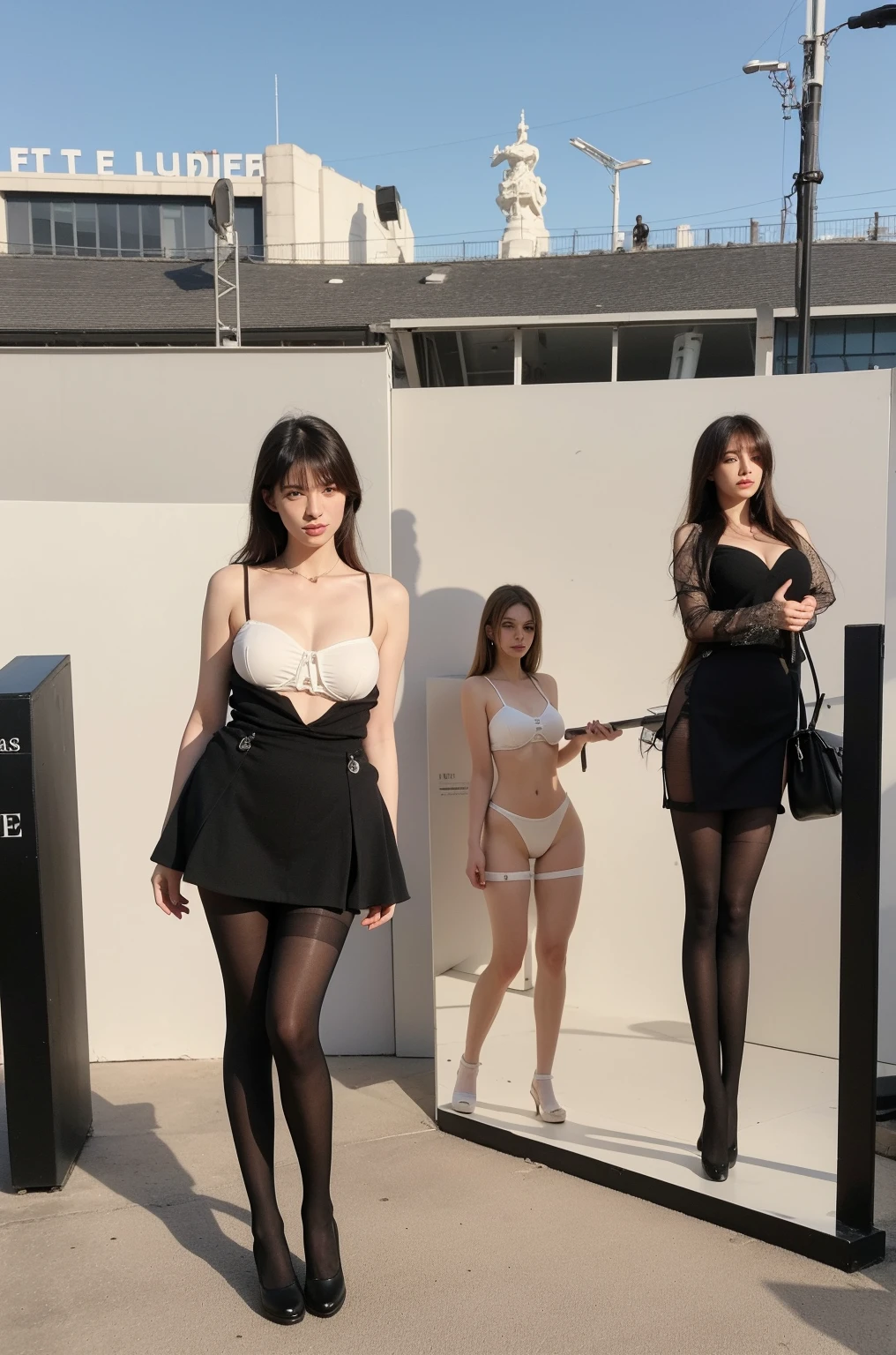 Small breasts、Bold Pose、Quality、Small earrings、necklace、Dynamic、Low Leg、Low rise、Transparent white skin、（（（Love doll）））、（She&#39;s wearing frilly underwear that lets her skin show through）、Highest quality、High resolution、Extremely detailed 8K、Beautiful girl with slim body、 (Ultra HD、Super detailed、Very detailed、Very realistic、Ultra-realistic、Photo Real)、Short Bob Blonde、１６K、８ｋ、Highest quality画像、high resolution、（Baby Face、very cute）、Make your expressions more realistic、Thin and soft hair、Sensual smile、Japanese、Well-formed fingers、No tear bags、The crotch looks beautiful、A sense of freedom outdoors、