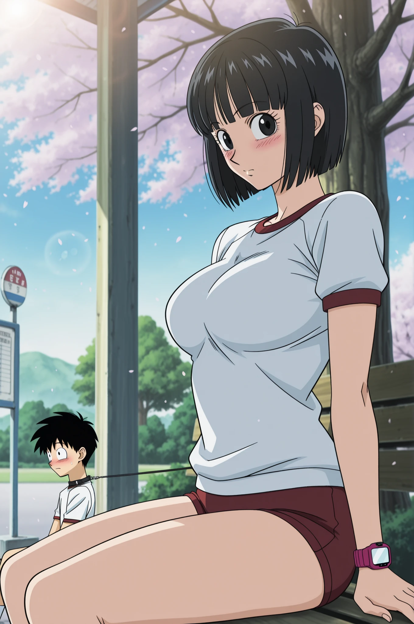 source_anime, score_9, score_8_up, score_7_up, anime screencap,
pangt, 1girl, 1 boy, smile, open mouth, bangs, happy, pupils up, cry, pain, blushing, grass, black hair, field, collarbone,whole body :d, teeth, blunt bangs, legs bent up, outdoors, black eyes, eyelashes, upper teeth only, close-up, retro artstyle, , 1990s \(style\), orange headwear, tongue out, short hair, showing the ass, from behind, nude, tits, medium ass, medium breasts, sex vagina, vaginal bleeding, semen, black fat old man